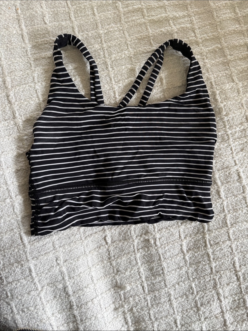 Lululemon Energy sports bra Striped Black & White Crop Tank Top